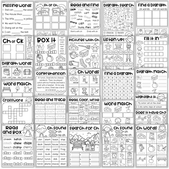 Ch Worksheet Packet - Digraphs Worksheets by My Teaching Pal | TpT