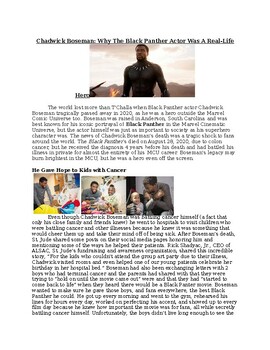 Preview of Chad Boseman Informational Text-Biography