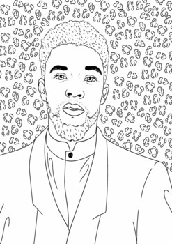 Preview of Chadwick Boseman Black Panther Actor Legend Coloring Page Black History Month