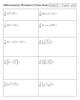 ab calculus the chain rule part 1 homework