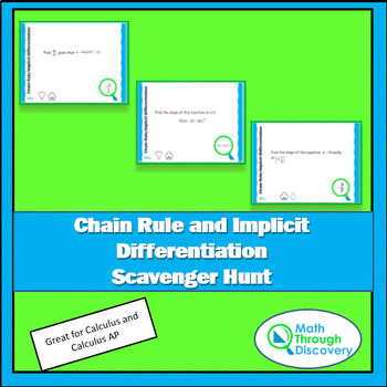 Preview of Calculus - Chain Rule and Implicit Differentiation Scavenger Hunt
