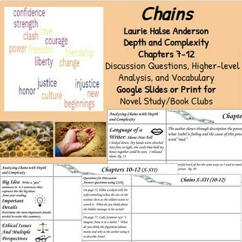 Preview of Chains-Laurie Halse Anderson Novel Study Hyperdoc- Depth/Complexity Ch. 7-12