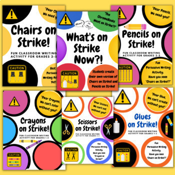 Preview of Chairs on Strike, Pencils on Strike, Crayons on Strike Creative Writing Activity