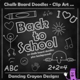 Back to School Clip Art Chalk Board Doodles and Background