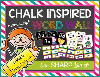 Preview of Chalk Inspired Editable Word Wall {Manuscript}