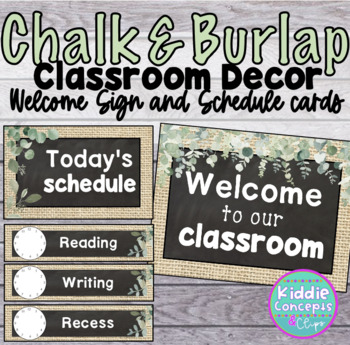 Chalk and burlap classroom decor