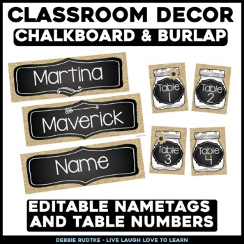 Chalkboard Labels - EDITABLE - Name Tags - Round Tags - Flash Cards BUNDLE