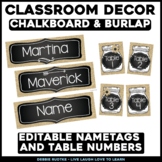 Chalk and Burlap EDITABLE Desk Name Tags and Table Numbers