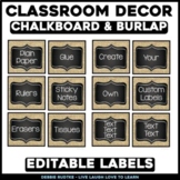 Chalk and Burlap EDITABLE Supply and Bin Labels