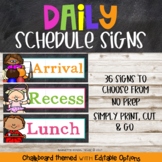 Daily Schedule Cards in a Chalkboard Theme and Editable fo