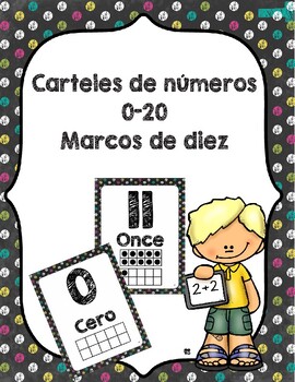 Chalkboard Bright Dots Números en español 0-20 by VeroBeaman | TpT