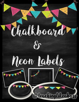 Preview of Chalkboard & Bright Neon Labels EDITABLE