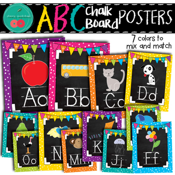 Preview of Chalkboard Brights Alphabet Posters