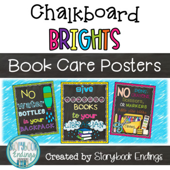 Preview of Chalkboard Brights: Book Care Posters