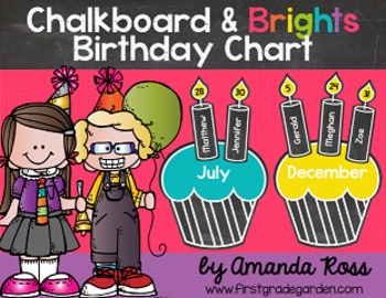 Preview of Chalkboard & Brights Classroom Birthday Chart