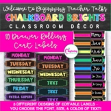Chalkboard Brights Classroom Decor: Editable 10 Drawer Rol