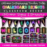Chalkboard Brights Classroom Decor: Welcome Signs & Banners