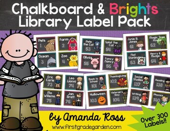 Preview of Chalkboard & Brights Classroom Library Label Pack {Lots of Ink - Primary Font}