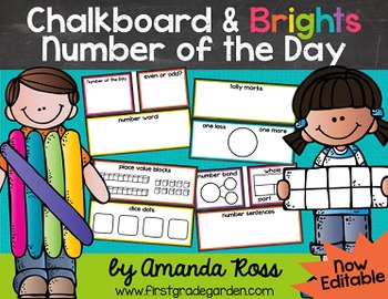 Preview of Chalkboard & Brights Number of the Day {Poster Set & Worksheets}