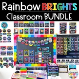 Bright Rainbow Classroom Decor Bundle Editable Primary Cla