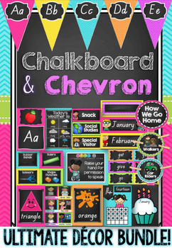 Preview of Chalkboard & Chevron Decor Bundle in Queensland Beginners Font