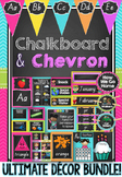 Chalkboard & Chevron Decor Bundle in Queensland Beginners Font
