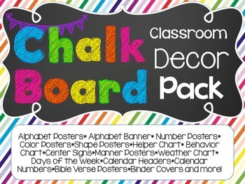 Preview of Chalkboard Chevron Theme Classroom Decoration Pack