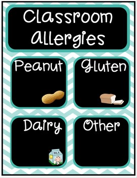 Preview of Chalkboard Classroom Allergies Poster