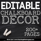 Editable Chalkboard Classroom Decor Bundle