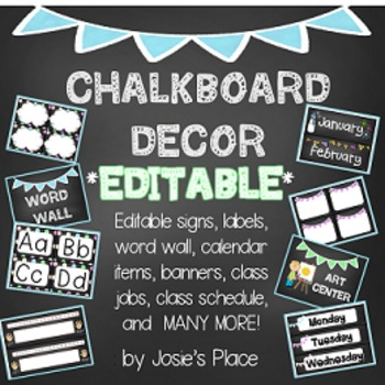 Preview of Chalkboard Decor EDITABLE Labels, Jobs, Numbers, Signs, Calendar & More!