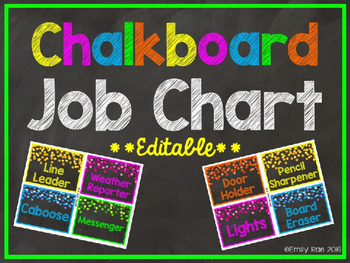 Preview of Chalkboard Job Chart EDITABLE