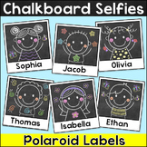 Chalkboard Theme Name Tags & Locker Labels - Polaroid Selfies