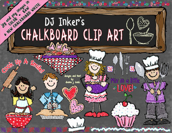 Preview of Chalkboard Kitchen Kids Clip Art for Cooking and Home
