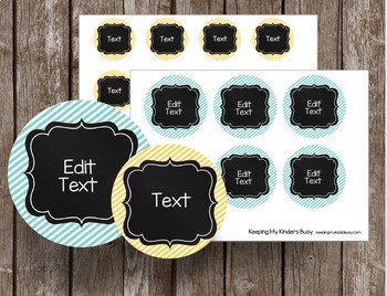Chalkboard Labels - EDITABLE - Name Tags - Round Tags - Flash Cards BUNDLE