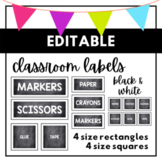 Classroom Labels | Black & White | EDITABLE