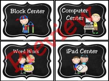 Preview of Chalkboard Learning Center Signs and Labels