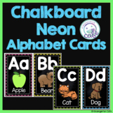 Chalkboard Neon Alphabet Cards