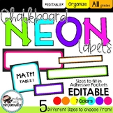 EDITABLE Classroom Chalkboard Neon Labels