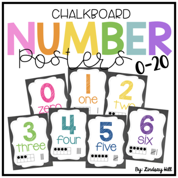 Preview of Chalkboard Number Posters 0-20