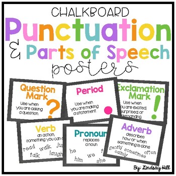 Preview of Chalkboard Punctuation & Parts of Speech Posters