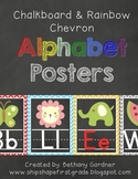 Chalkboard Rainbow Chevron Alphabet Posters