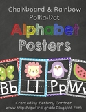 Chalkboard Rainbow Polka Dot Alphabet Posters