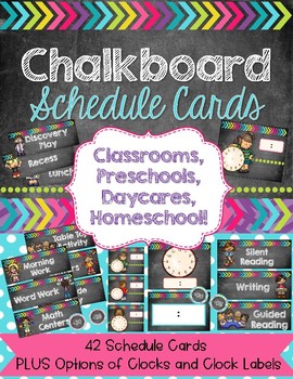 Preview of Chalkboard Schedule Cards and Clock Labels