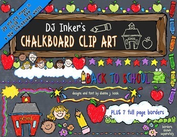 Preview of Chalkboard School Clip Art and Borders for Teachers