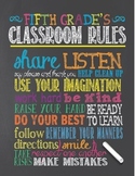 Chalkboard Theme Classroom Rules Poster - Fifth (5th) Grade