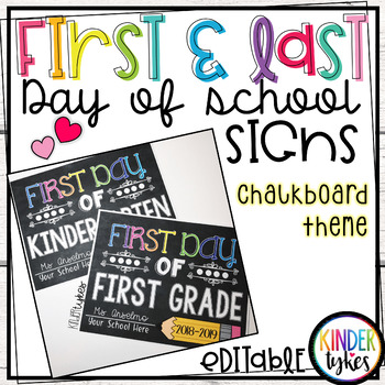 First and Last Day of 3rd grade Chalkboard Photo Props First and Last Day of 3rd Grade Editable Signs First and Last Day of School Posters