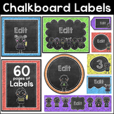 Chalkboard Theme Labels and Editable Templates Bundle