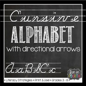 Preview of Cursive Alphabet with Directional Arrows Chalkboard Themed