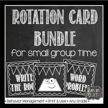 Preview of Literacy and Numeracy Rotation Card Bundle Chalkboard Themed