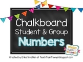 Chalkboard and Bright Bunting Student and Group Numbers